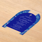 Royal Blue Silver Agaat bevestiging Modern Acryl Uitnodigingen (Laagn)