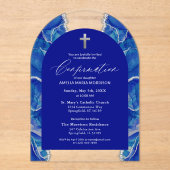 Royal Blue Silver Agaat bevestiging Modern Acryl Uitnodigingen (Voorkant)