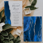 Royal Blue Silver Agaat bruiloft repetitie diner Kaart