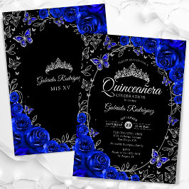 Royal Blue Silver Black Quinceanera Kaart