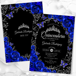 Royal Blue Silver Black Quinceanera Kaart