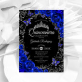 Royal Blue Silver Black Quinceanera Kaart