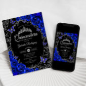 Royal Blue Silver Black Quinceanera Kaart