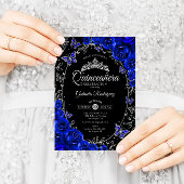 Royal Blue Silver Black Quinceanera Kaart