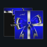 Royal Blue Silver Bow 30th Jewel Birthday Party Kaart<br><div class="desc">30e Koninklijke Blauwe Zilveren Jewel Bow 30e Birthday Party. Elegant. Zizzago creëerde dit ontwerp Copyrighted 2010. Pas je aan met je eigen details en leeftijd. Sjabloon voor de zoete 16, 16e, Quinceanera 15e, 18e, 20e, 21e, 30e, 40e, 50e, 60e, 70e, 80e, 90, 100e, Fabulous product for Adult Women, Girls, Zizzago...</div>