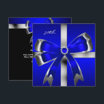Royal Blue Silver Bow 30th Jewel Birthday Party Kaart<br><div class="desc">30e Koninklijke Blauwe Zilveren Jewel Bow 30e Birthday Party. Elegant. Zizzago creëerde dit ontwerp Copyrighted 2010. Pas je aan met je eigen details en leeftijd. Sjabloon voor de zoete 16, 16e, Quinceanera 15e, 18e, 20e, 21e, 30e, 40e, 50e, 60e, 70e, 80e, 90, 100e, Fabulous product for Adult Women, Girls, Zizzago...</div>