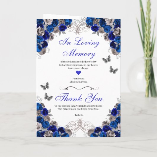 Royal Blue Silver Butterfly Quinceanera Programme (Achterkant)