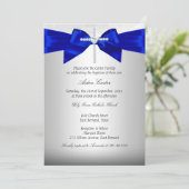 Royal Blue Silver Cross Baptisme Kaart (Staand voorkant)