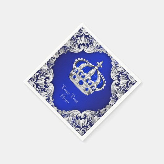 Royal Blue Silver Crown Servet (Hoek)