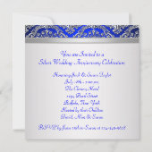 Royal Blue Silver Damask Silver 25e Jubileum Kaart (Achterkant)