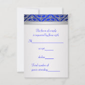 Royal Blue Silver Damask Silver 25e Jubileum RSVP Kaartje (Achterkant)