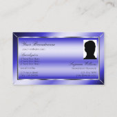 Royal Blue Silver Decor met Monogram en Foto Visitekaartje (Achterkant)