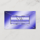 Royal Blue Silver Decor met Monogram en Foto Visitekaartje (Voorkant)