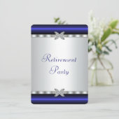 Royal Blue Silver Diamond Vrouwen Pensioenfeest Kaart (Staand voorkant)