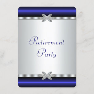 Royal Blue Silver Diamond Vrouwen Pensioenfeest Kaart