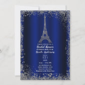 Royal Blue Silver Eiffel Tower Chic Vrijgezellenfe Kaart (Voorkant)