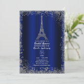 Royal Blue Silver Eiffel Tower Chic Vrijgezellenfe Kaart (Staand voorkant)