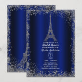 Royal Blue Silver Eiffel Tower Chic Vrijgezellenfe Kaart (Voorkant / Achterkant)