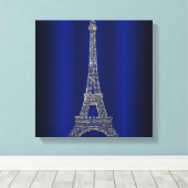 Royal Blue & Silver Eiffel Tower Paris Modern Glam Canvas Afdruk (Insitu (Houten vloer))