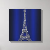 Royal Blue & Silver Eiffel Tower Paris Modern Glam Canvas Afdruk (Voorkant)