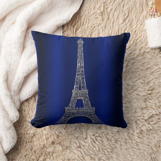 Royal Blue & Silver Eiffel Tower Paris Modern Glam Kussen (Deken)