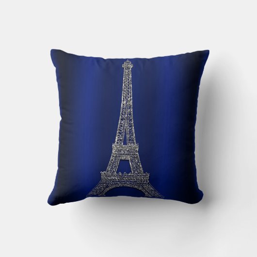 Royal Blue & Silver Eiffel Tower Paris Modern Glam Kussen (Achterkant)