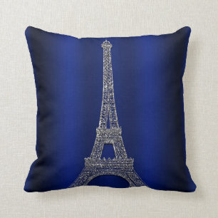 Royal Blue & Silver Eiffel Tower Paris Modern Glam Kussen