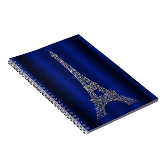 Royal Blue & Silver Eiffel Tower Paris Modern Glam Notitieboek (Rechterzijde)