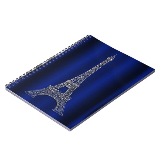 Royal Blue & Silver Eiffel Tower Paris Modern Glam Notitieboek (Linkerzijde)