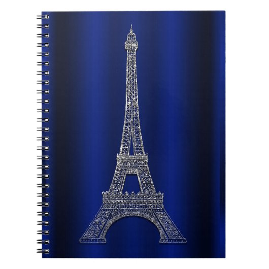 Royal Blue & Silver Eiffel Tower Paris Modern Glam Notitieboek (Voorkant)