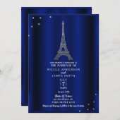 Royal Blue & Silver Eiffel Tower Paris Weddenschap Kaart (Voorkant / Achterkant)