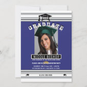 Royal Blue Silver Elegant Photo Graduparty Kaart (Voorkant)
