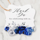 Royal Blue Silver Floral Bedankjes Labels (Voorkant)