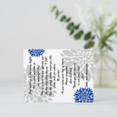 Royal Blue Silver Floral Burst Snoep Buffet Kaarte Briefkaart (Staand voorkant)