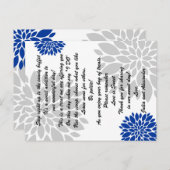 Royal Blue Silver Floral Burst Snoep Buffet Kaarte Briefkaart (Voorkant / Achterkant)