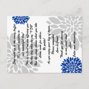 Royal Blue Silver Floral Burst Snoep Buffet Kaarte Briefkaart