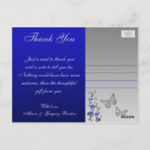 Royal Blue, Silver Floral Dank u Foto Briefkaart (Achterkant)