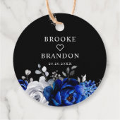 Royal Blue Silver Floral Hartelijk dank voor de ta Bedankjes Labels (Achterkant)