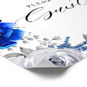 Royal Blue Silver Floral Poster (Hoek)