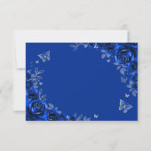 Royal Blue Silver Floral Quinceanera Bedankkaart (Achterkant)