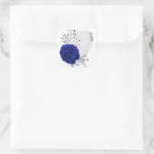 Royal Blue & Silver Flowers Witte Vierkante sticke Sticker (Tas)