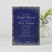Royal Blue & Silver Glitter Modern Vrijgezellenfee Kaart (Staand voorkant)