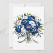 Royal Blue Silver Glitter Peony Bruidsmeisjes Lunc Kaart (Achterkant)
