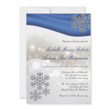 Royal Blue Silver Glitter Snowflake Winter Wedding