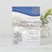 Royal Blue Silver Glitter Snowflake Winter Wedding Kaart (Staand voorkant)