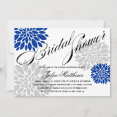 Royal Blue Silver-Gray Floral Burst Vrijgezellenfe Kaart (Voorkant)