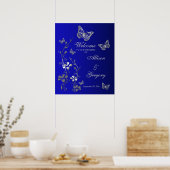 Royal Blue, Silver Gray Wedding Welcome Poster (Keuken)