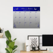 Royal Blue, Silver Grey Table Seating Poster (Thuiskantoor)