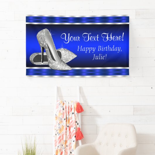 Royal Blue Silver High Heels Shoes Birthday Party Spandoek (Insitu)