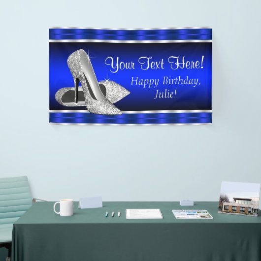 Royal Blue Silver High Heels Shoes Birthday Party Spandoek (Beurs)